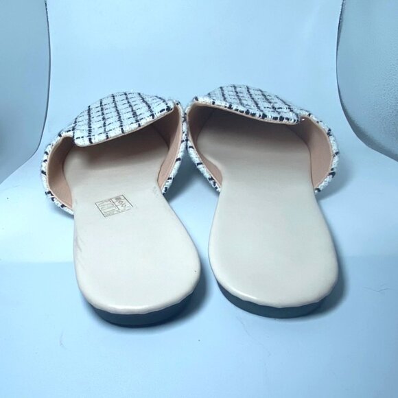 Womens Checkered Tweed Pointed Toe Slip-On Mules Size EU 43 - Picture 3 of 4